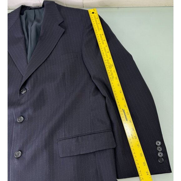 VTG Burberry 2 Piece Suit 42R Blazer 36X30 Pants Ventless Pinstripe USA Made - Picture 14 of 16